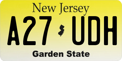 NJ license plate A27UDH