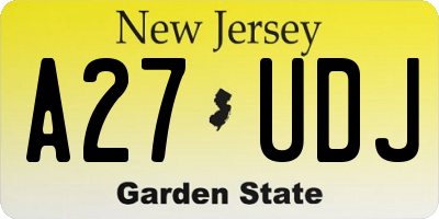 NJ license plate A27UDJ