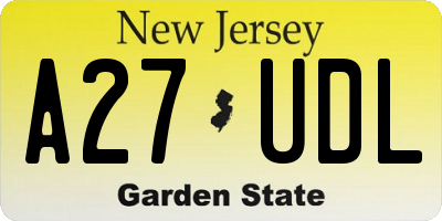NJ license plate A27UDL