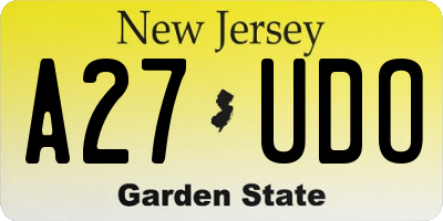NJ license plate A27UDO