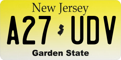NJ license plate A27UDV