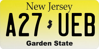 NJ license plate A27UEB