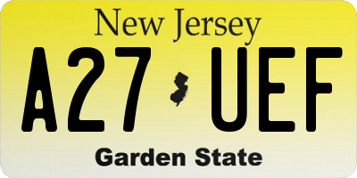 NJ license plate A27UEF
