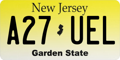 NJ license plate A27UEL