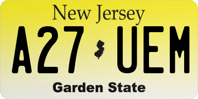 NJ license plate A27UEM