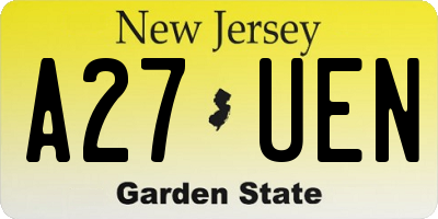 NJ license plate A27UEN