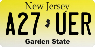 NJ license plate A27UER