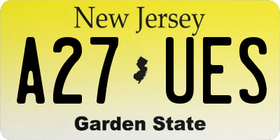 NJ license plate A27UES