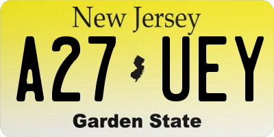 NJ license plate A27UEY