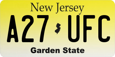 NJ license plate A27UFC