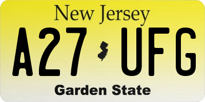 NJ license plate A27UFG