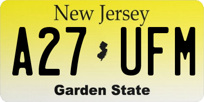 NJ license plate A27UFM