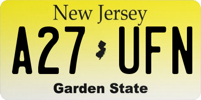 NJ license plate A27UFN