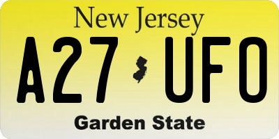 NJ license plate A27UFO