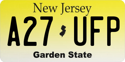 NJ license plate A27UFP