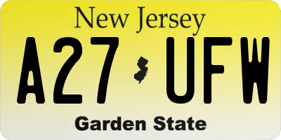 NJ license plate A27UFW
