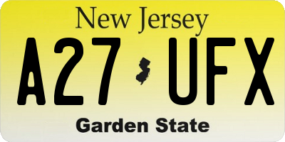 NJ license plate A27UFX