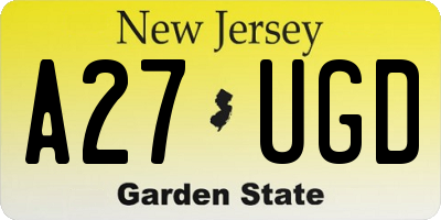 NJ license plate A27UGD