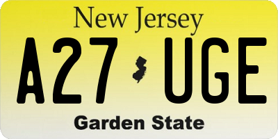 NJ license plate A27UGE