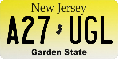 NJ license plate A27UGL