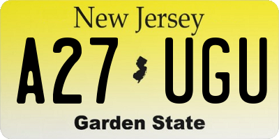 NJ license plate A27UGU