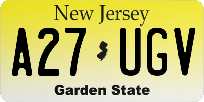 NJ license plate A27UGV
