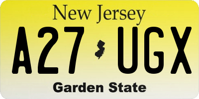 NJ license plate A27UGX
