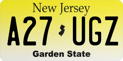 NJ license plate A27UGZ