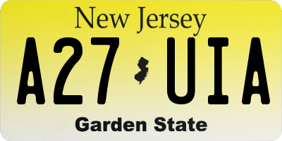NJ license plate A27UIA
