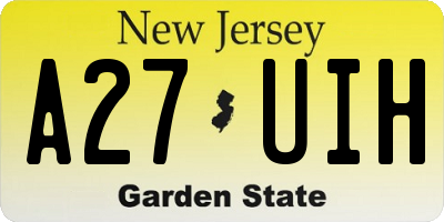 NJ license plate A27UIH