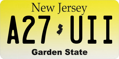NJ license plate A27UII