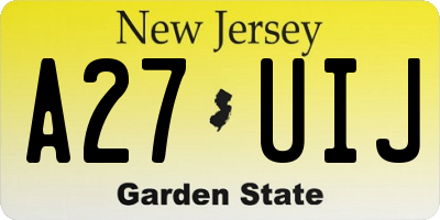 NJ license plate A27UIJ