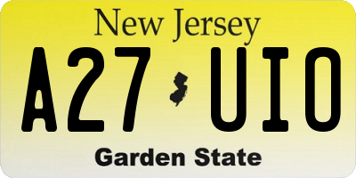 NJ license plate A27UIO
