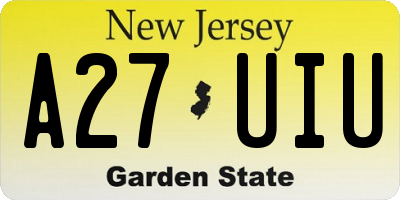 NJ license plate A27UIU