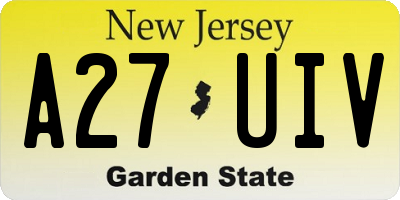 NJ license plate A27UIV