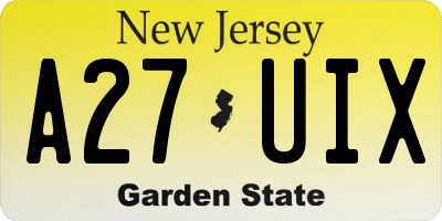 NJ license plate A27UIX