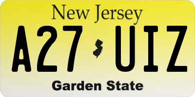 NJ license plate A27UIZ