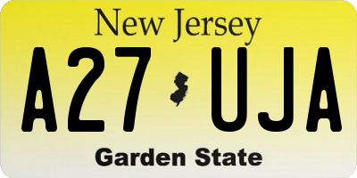 NJ license plate A27UJA