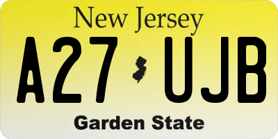 NJ license plate A27UJB