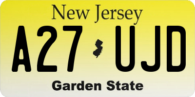 NJ license plate A27UJD