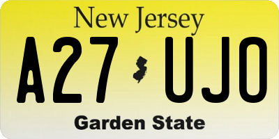 NJ license plate A27UJO