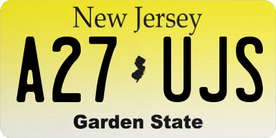 NJ license plate A27UJS