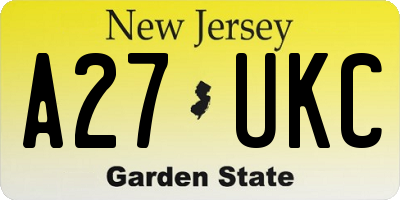 NJ license plate A27UKC