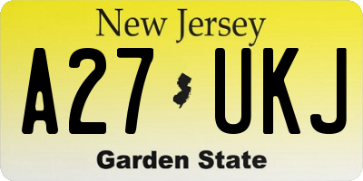 NJ license plate A27UKJ