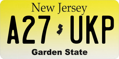 NJ license plate A27UKP