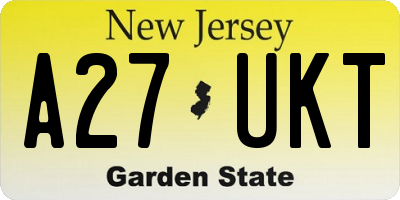 NJ license plate A27UKT