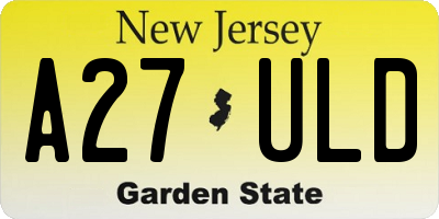 NJ license plate A27ULD