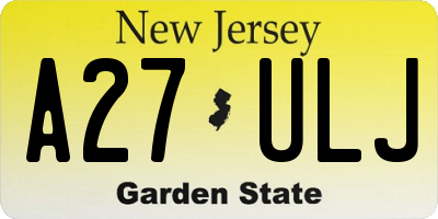 NJ license plate A27ULJ