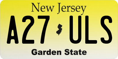 NJ license plate A27ULS