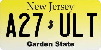 NJ license plate A27ULT